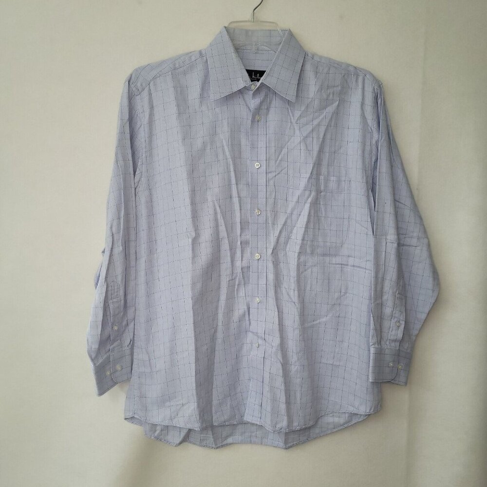 Nicole Miller New York Mens Long Sleeve Dress Shirt Blue Plaid Size L‎